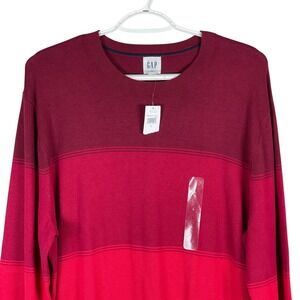 NEW Gap Sweater Crewneck Mens L‎ Red Striped Long Sleeve Cotton Pullover